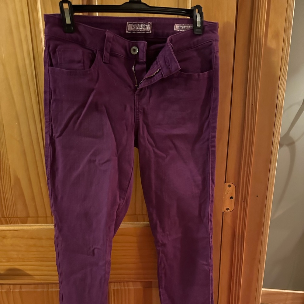 Guess Women's Vibrant Purple Skinny Pants